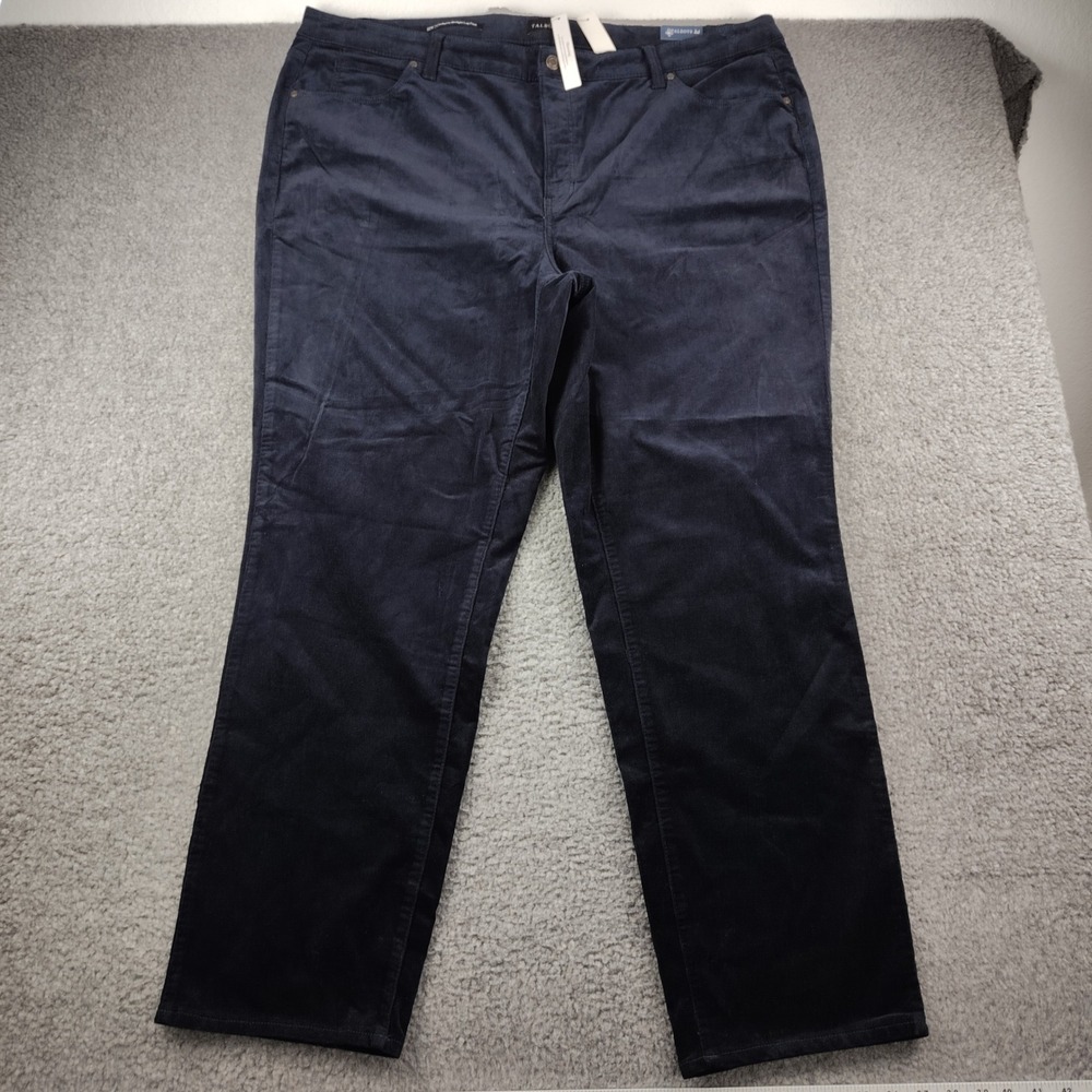 Talbots Blue Corduroy Straight Leg Pants High Waist Slimming 22W Stretch NWT
